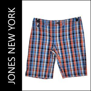 Jones New York Women Flat Front Short Casual Outdoor Plaid & Check Size 14